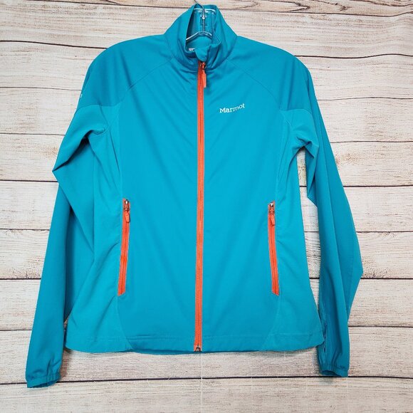 Women's MARMOT FUSION JACKET Lightweight Running Pockets Teal Blue XS/TP - Picture 1 of 16